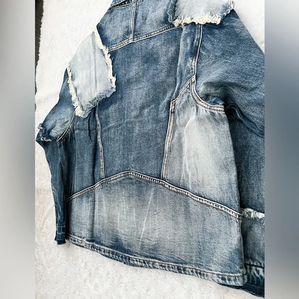 NWT- SANDRINE ROSE x Free People Deconstructed Frayed Denim Jacket
